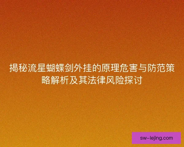 揭秘流星蝴蝶剑外挂的原理危害与防范策略解析及其法律风险探讨